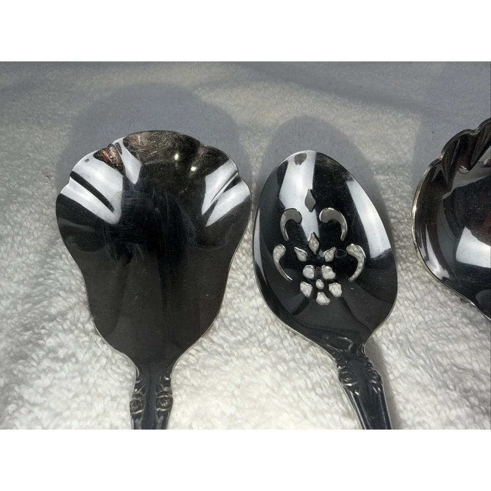 Oneida Community Brahms Lot of 4 Serving Pieces Sauce Ladle Fork Shell Stainless
